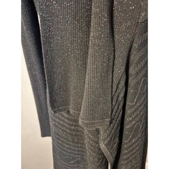 Julie Brown Long Cardigan Sweater Duster S Small Black Shimmer Washable NEW - Picture 14 of 15
